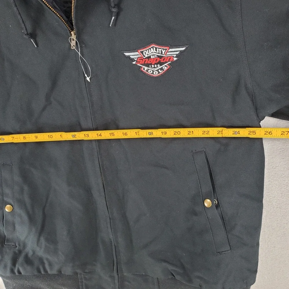 Snap-On Tools Jacket Men's XXL Black Quilt Lined Hooded Coat Canvas 2003 RAPatch